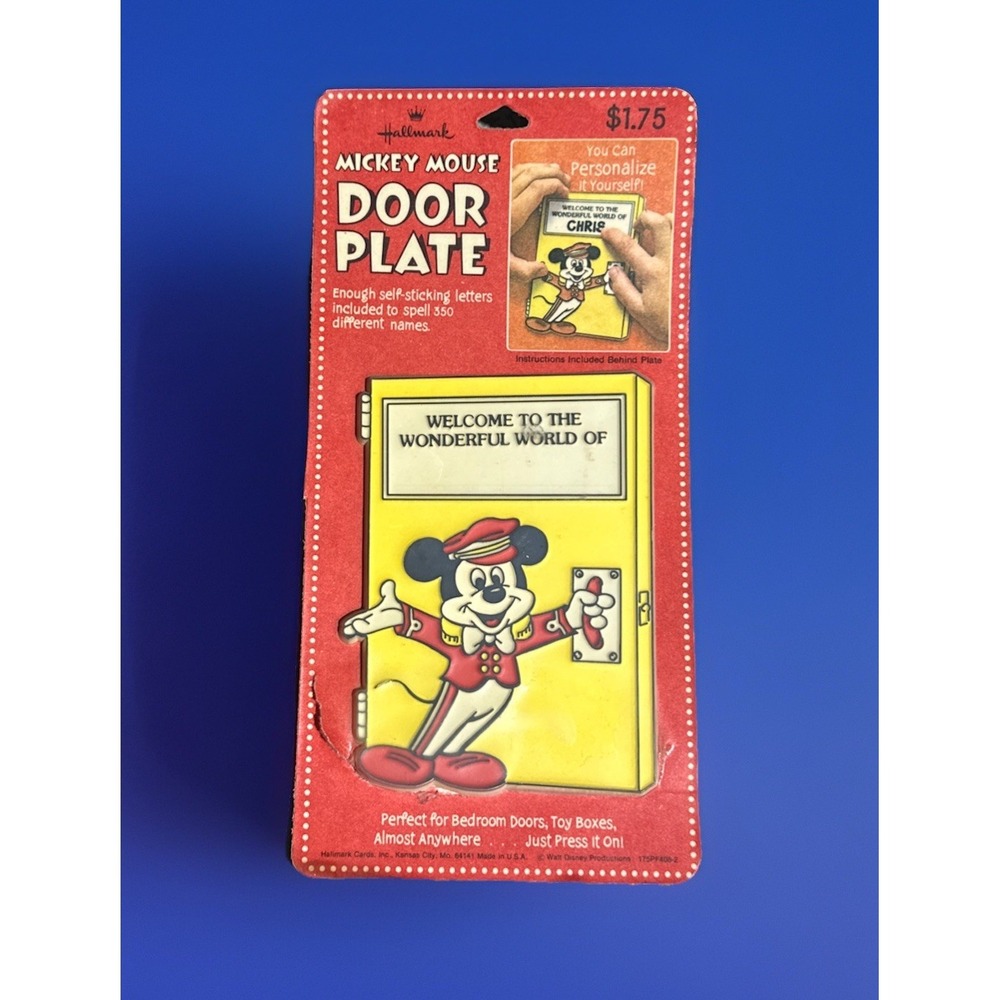 Hallmark Mickey Mouse Door‎ Welcome Plate Personalized Name Decor Vintage Retro